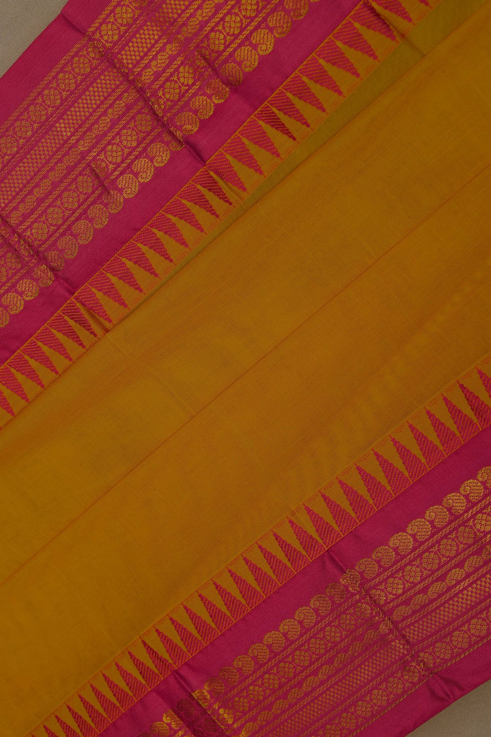 Image of Gadwal Cotton Yellow Saree