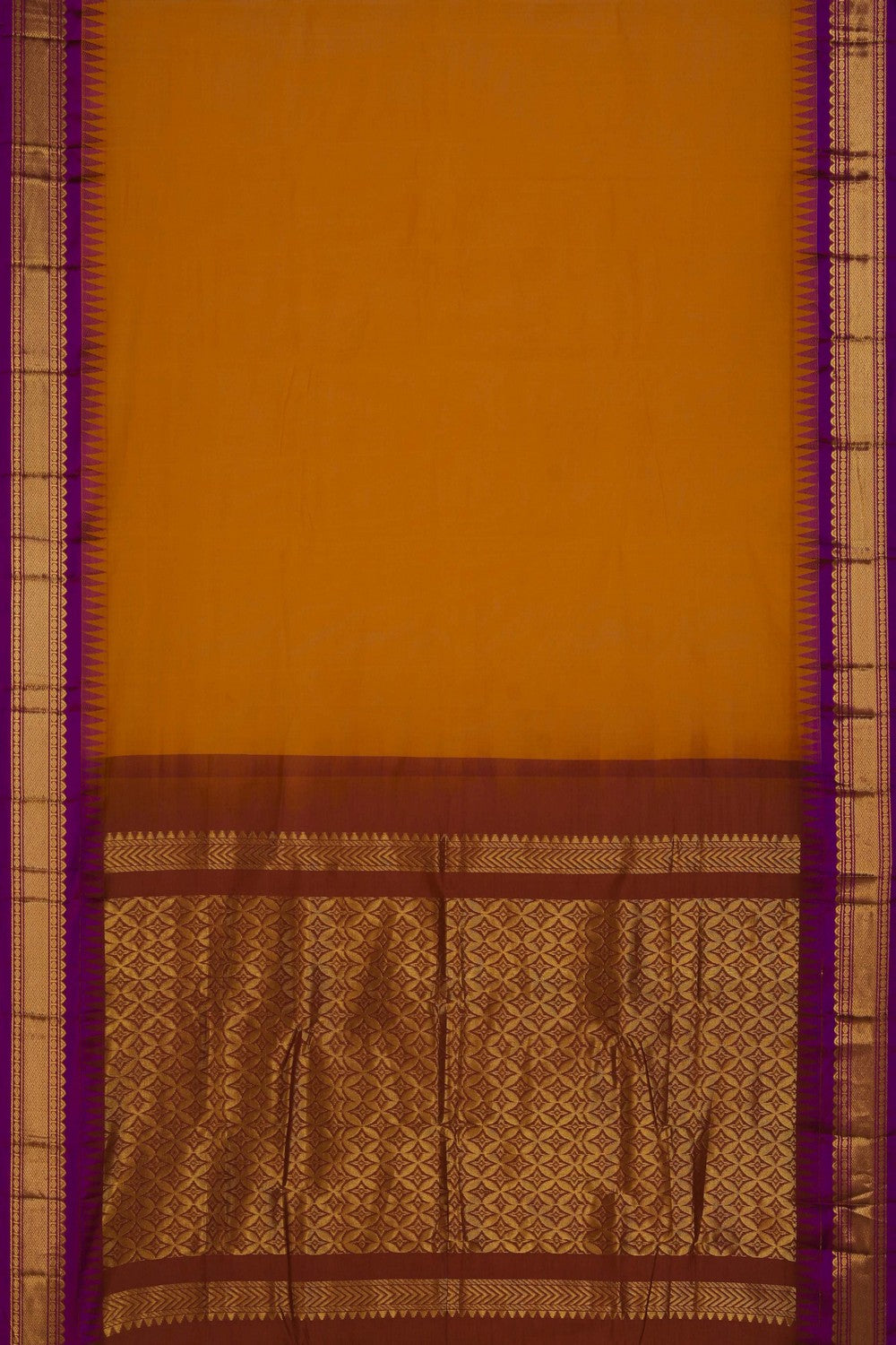 Image of Gadwal Cotton Orange Saree