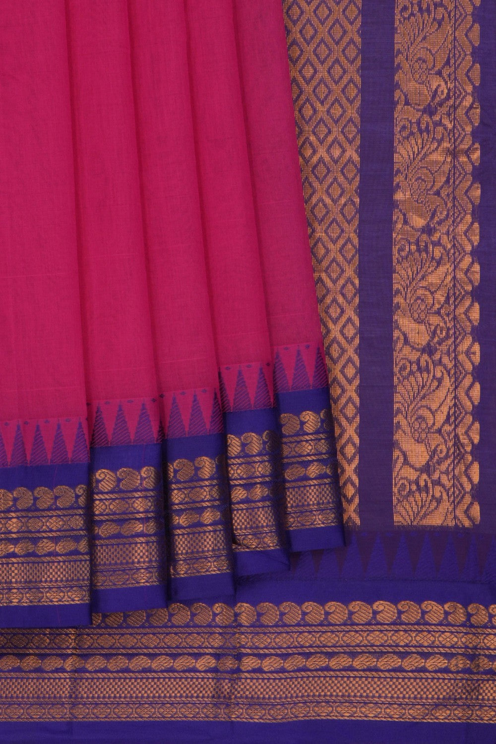 Image of Gadwal Cotton Pink Saree
