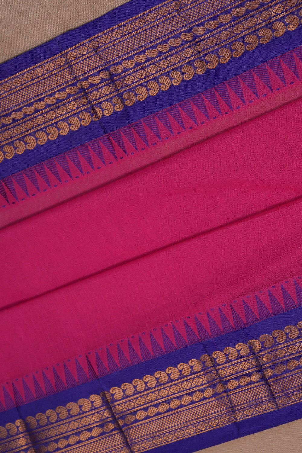 Image of Gadwal Cotton Pink Saree