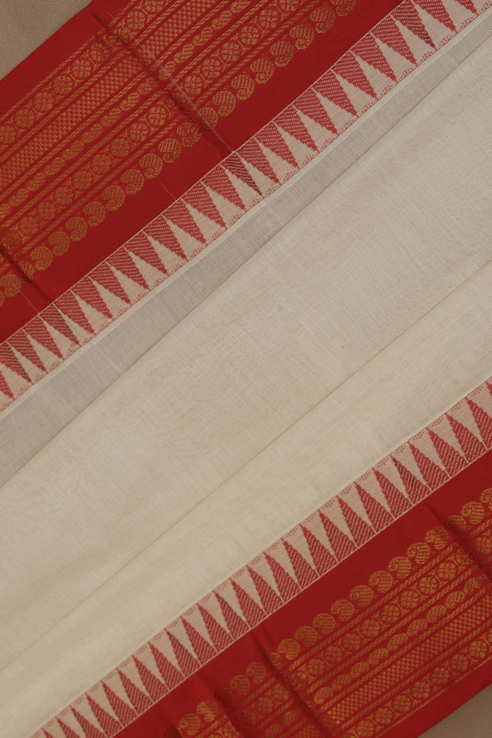 Image of Gadwal Cotton Off White Saree