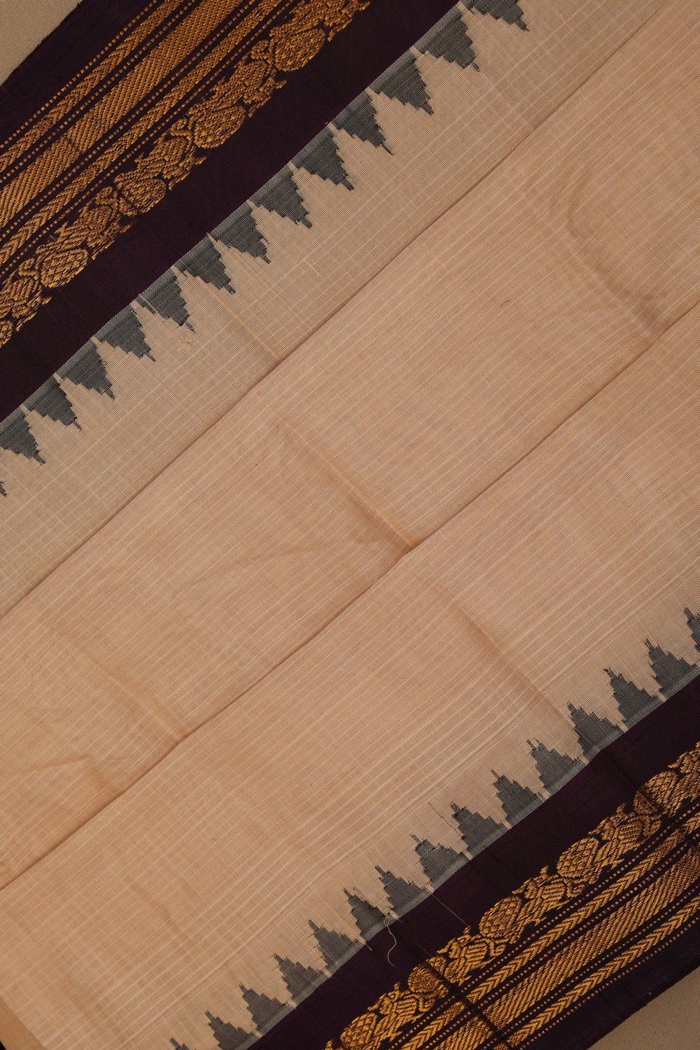 Image of Gadwal Cotton Beige Saree