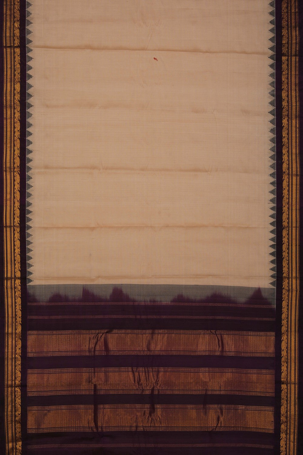 Image of Gadwal Cotton Beige Saree