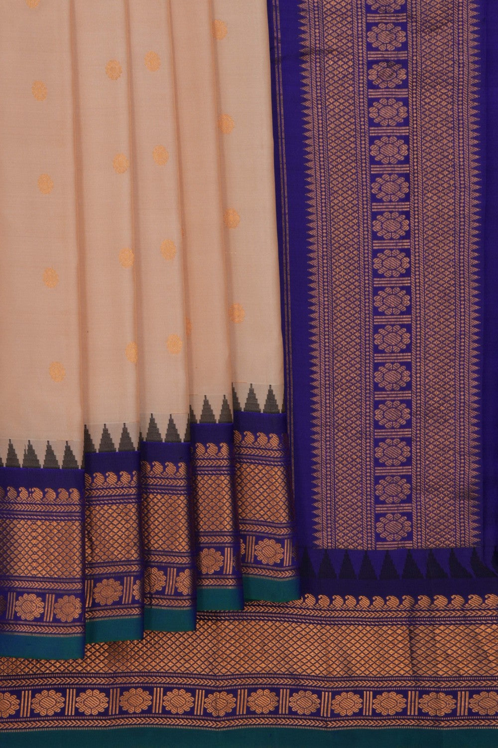 Image of Gadwal Silk Off White Saree