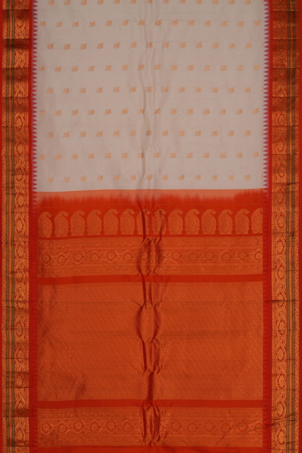 Image of Gadwal Silk Off-White Saree