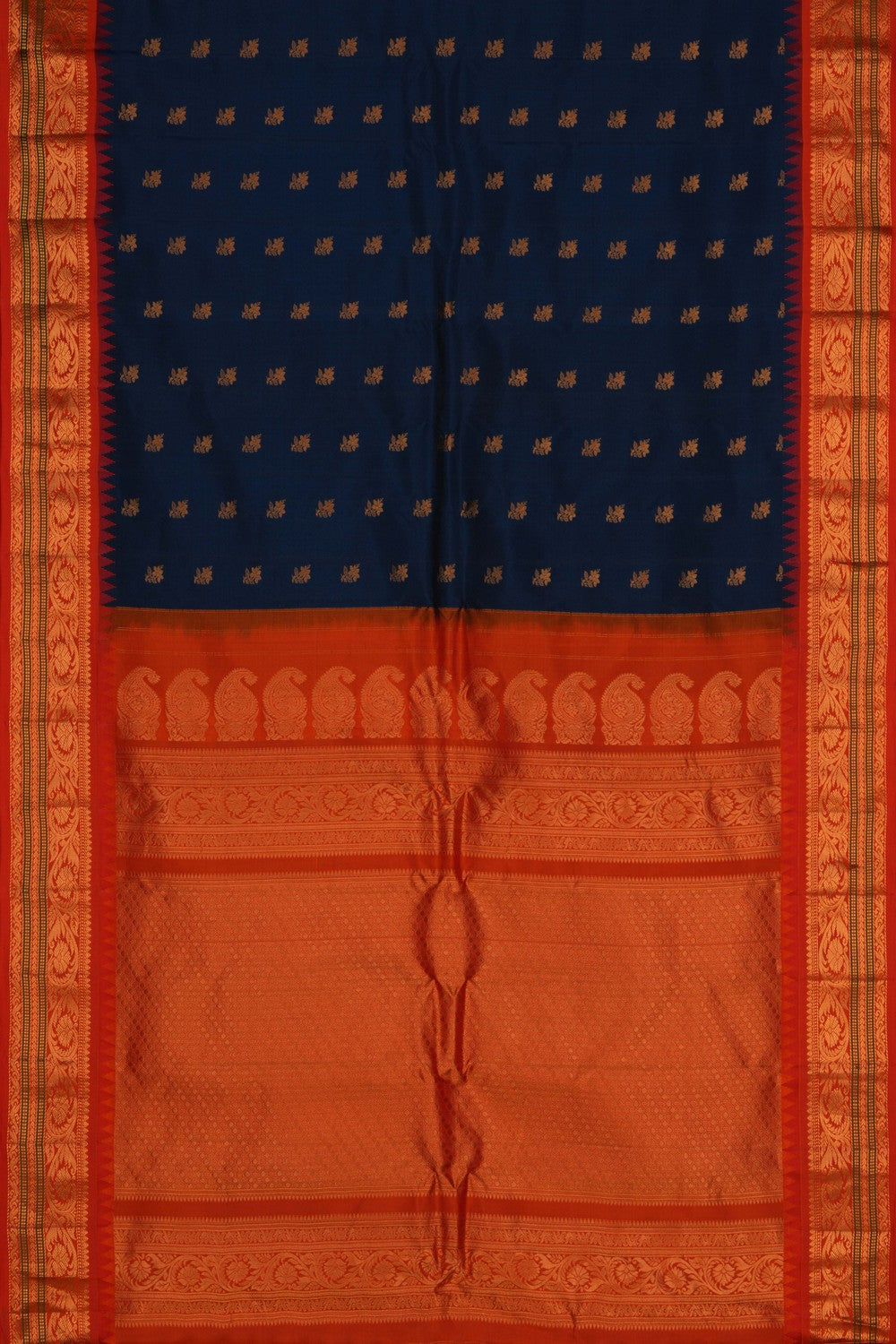 Image of Gadwal Silk Peacock Blue Saree