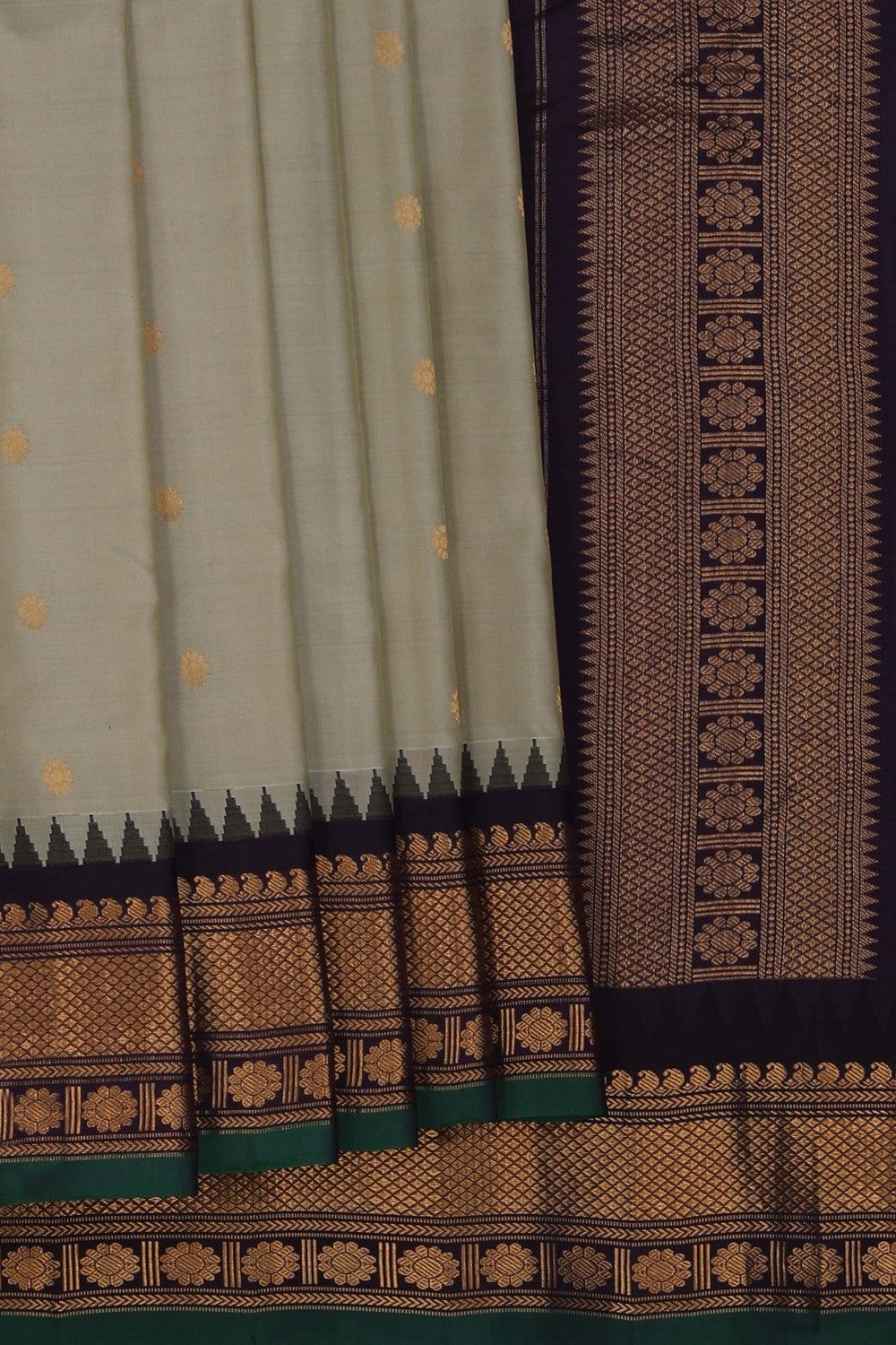 Gadwal Silk Pista Green Saree