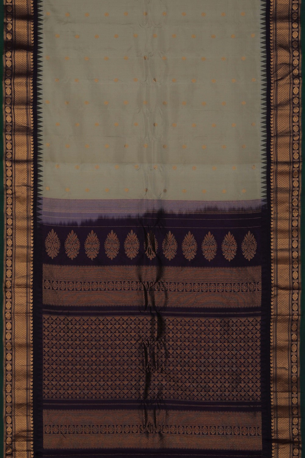 Gadwal Silk Pista Green Saree