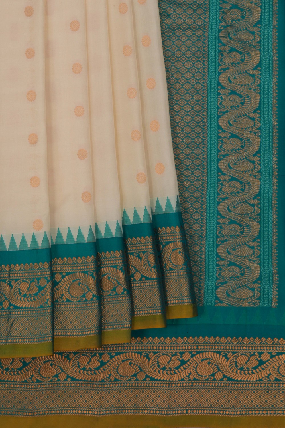 Gadwal Silk Off-White Saree