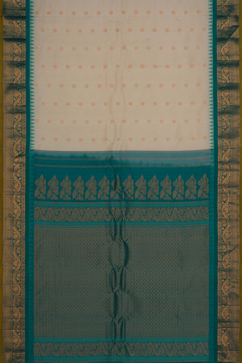 Gadwal Silk Off-White Saree