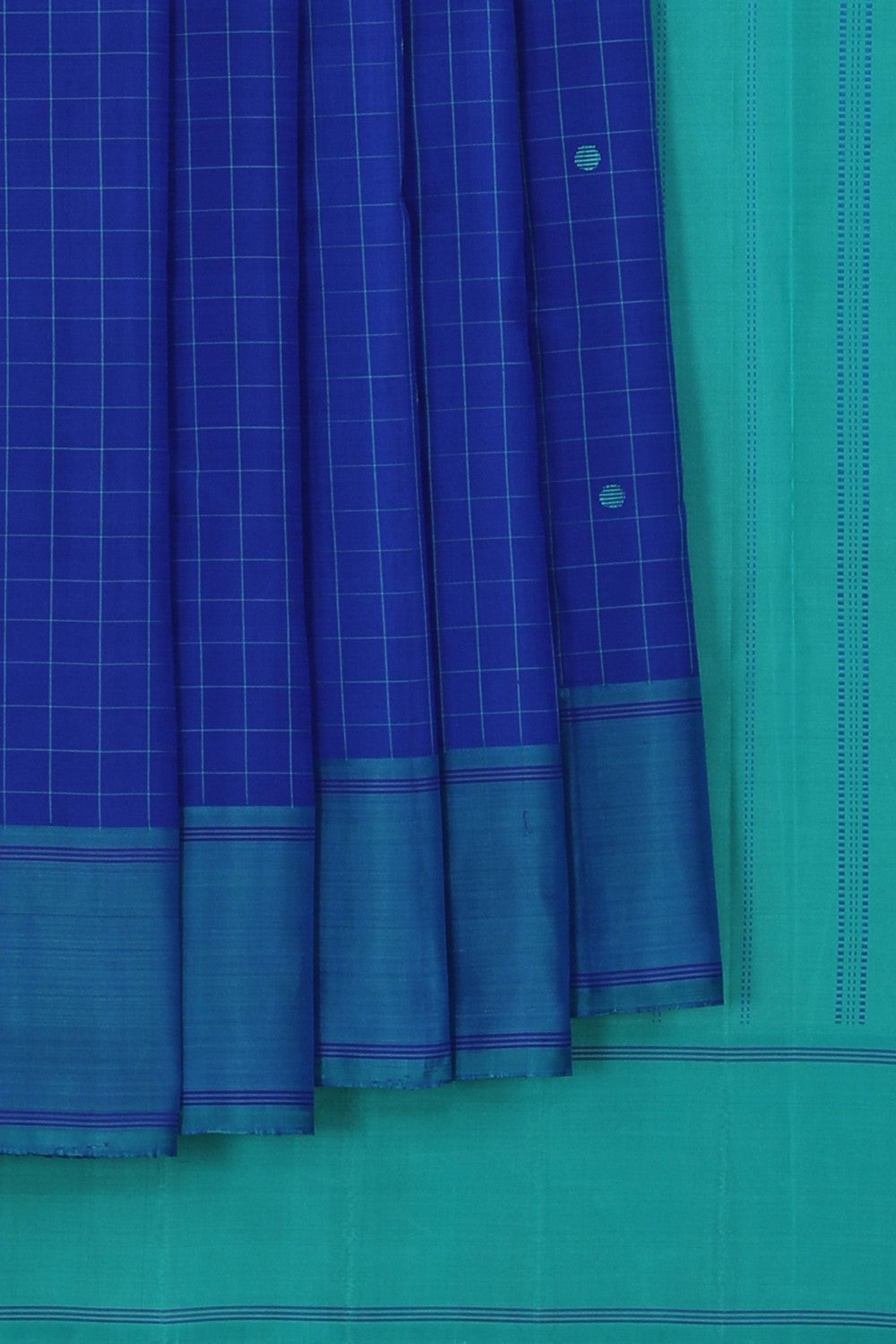 Image of Arani Silk Kattam Blue Saree
