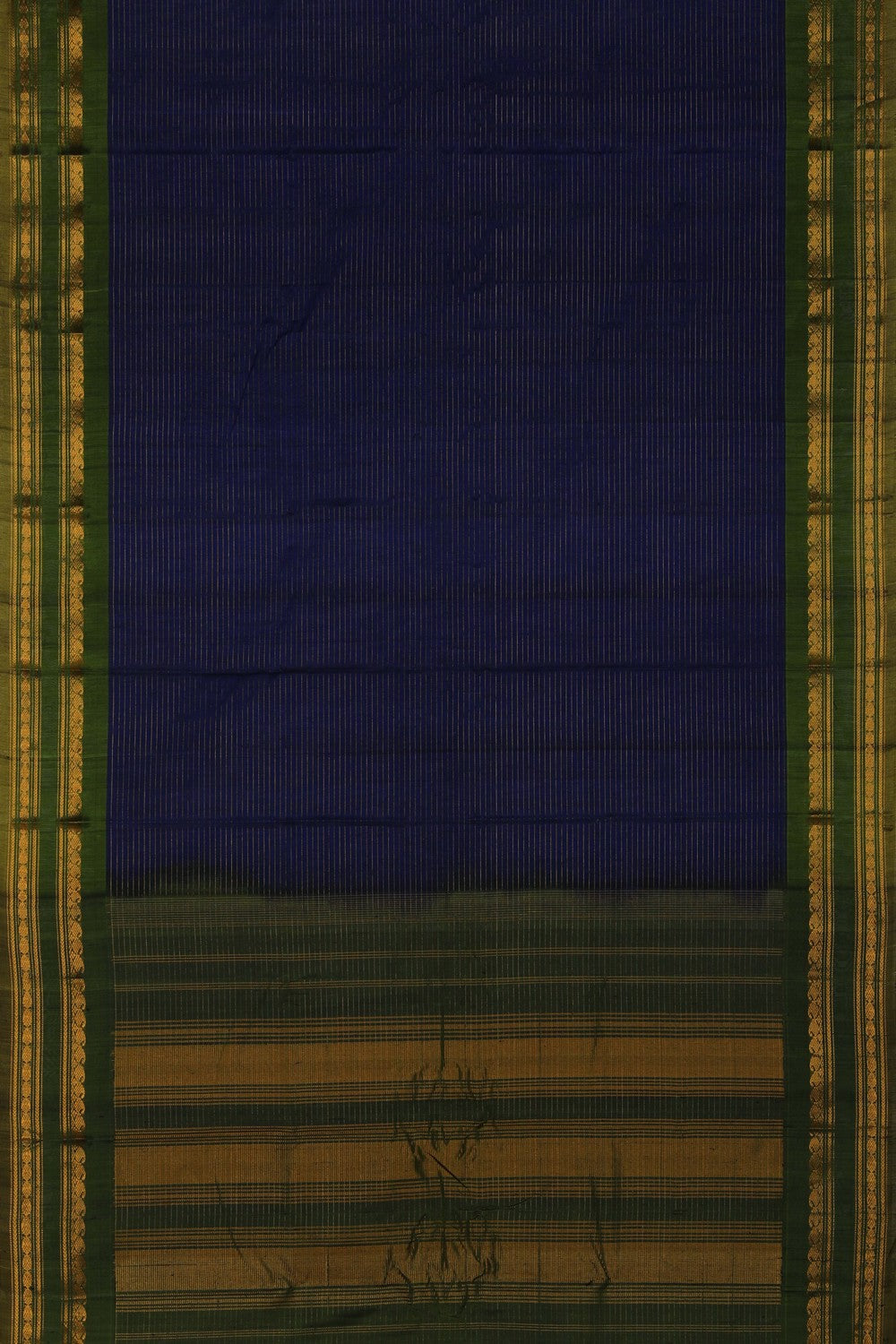 Image of Gadwal Cotton Indigo Blue Saree