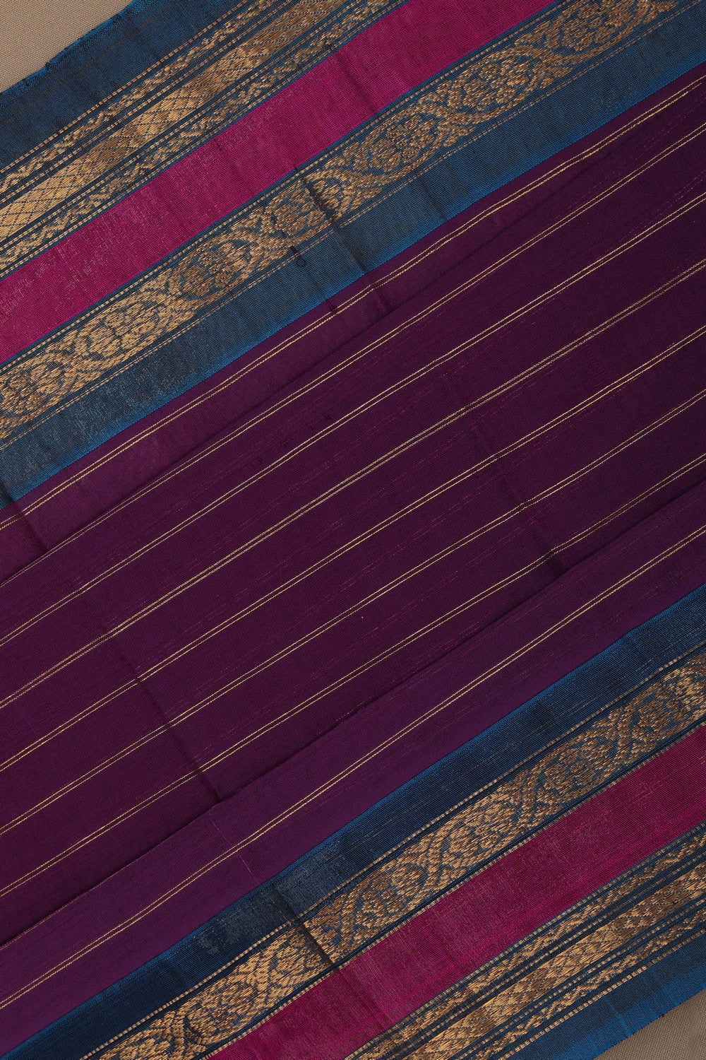 Image of Gadwal Cotton Magenta Pink Saree