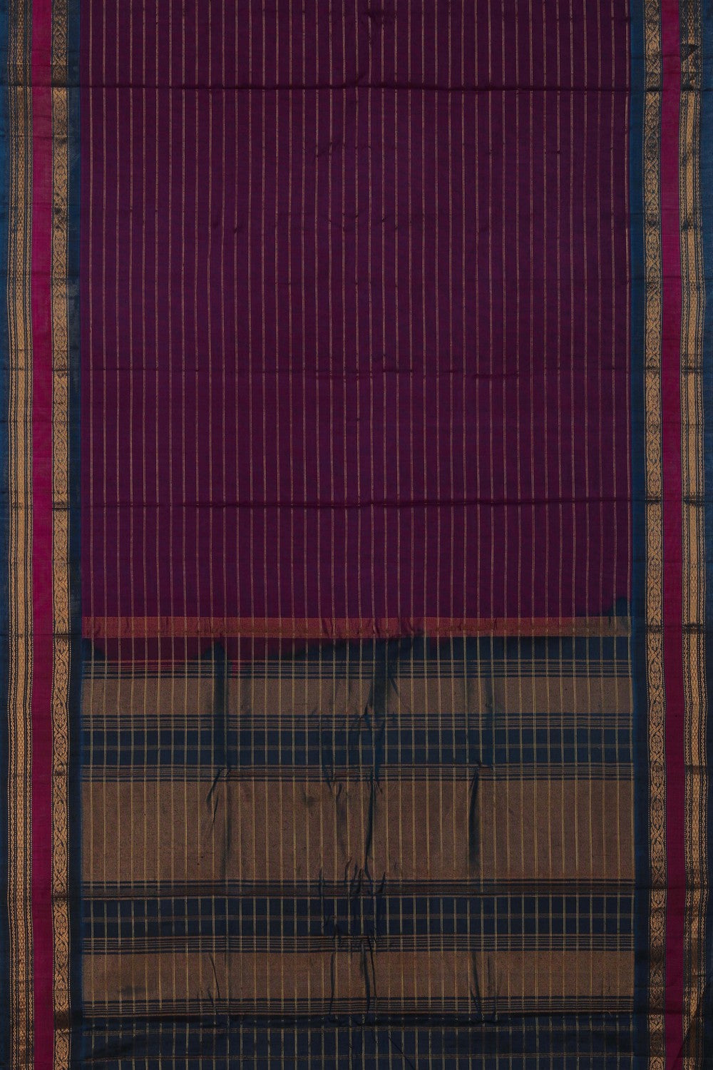 Image of Gadwal Cotton Magenta Pink Saree