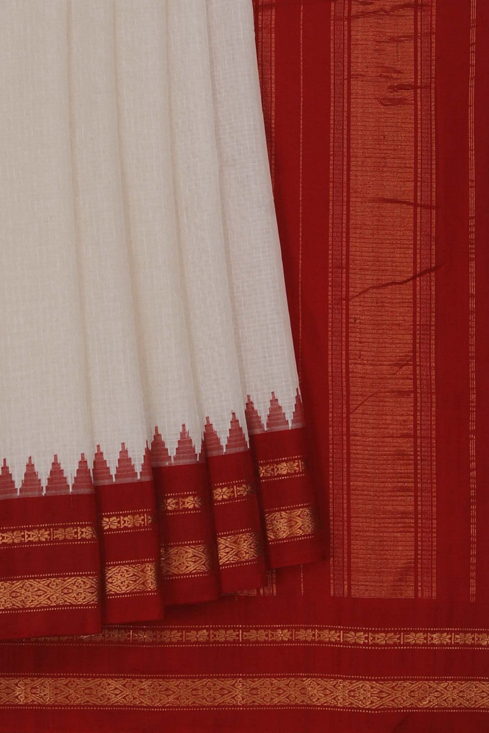 Gadwal Cotton Off-White Saree