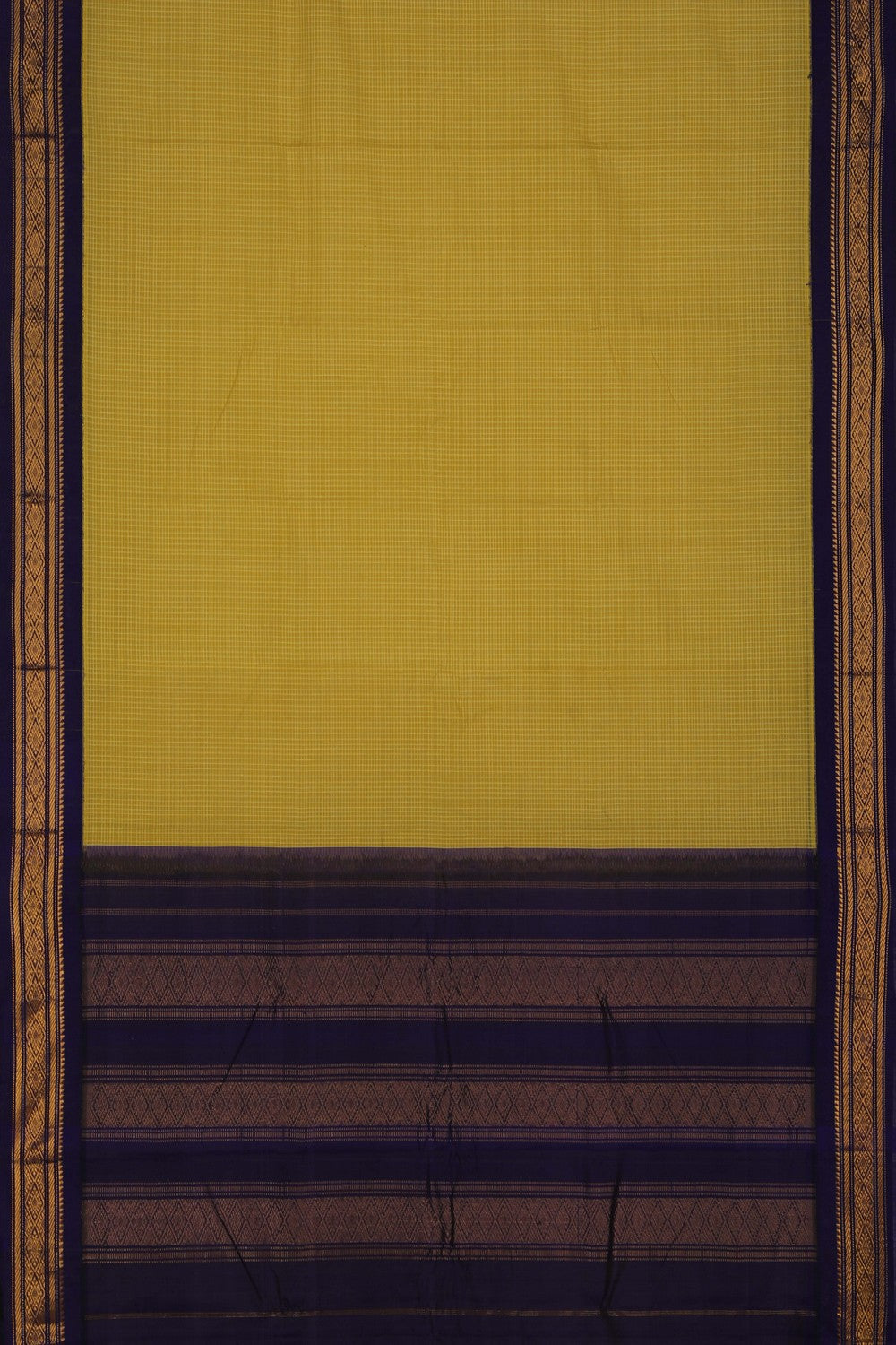 Image of Gadwal Cotton Yellow Saree
