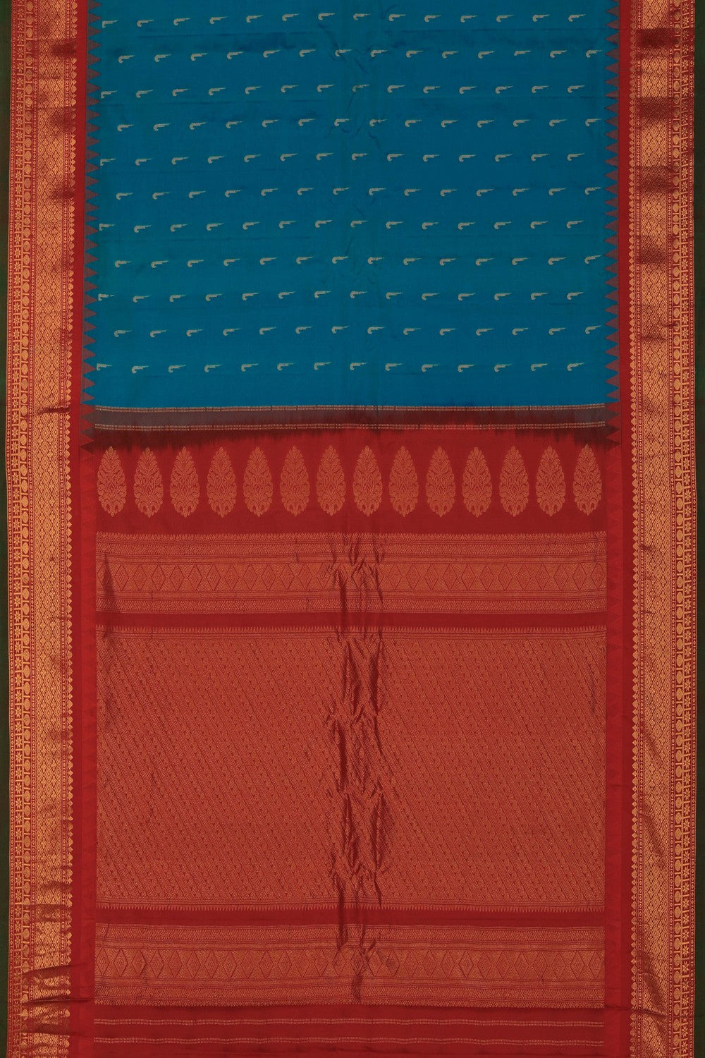 Image of Gadwal Silk Blue Saree