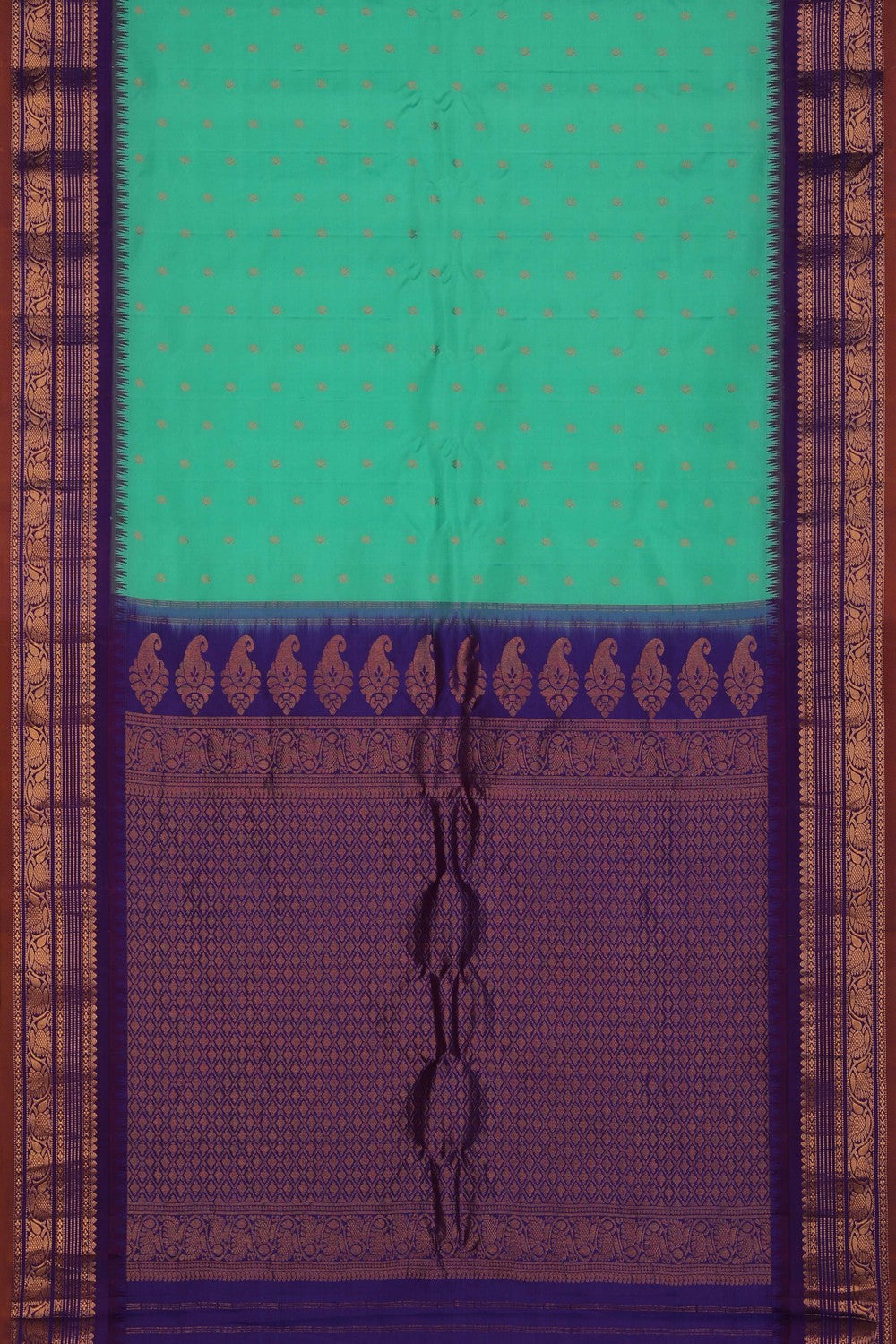 Image of Gadwal Silk Sea Green Saree