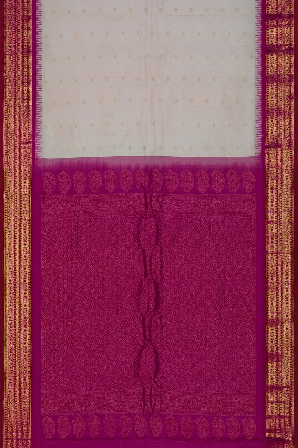 Image of Gadwal Silk Off White Saree