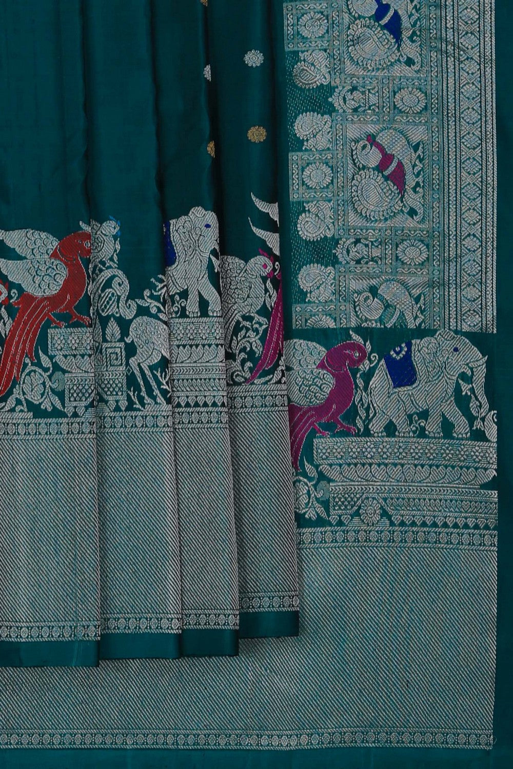 Gadwal Silk Teal Blue Saree
