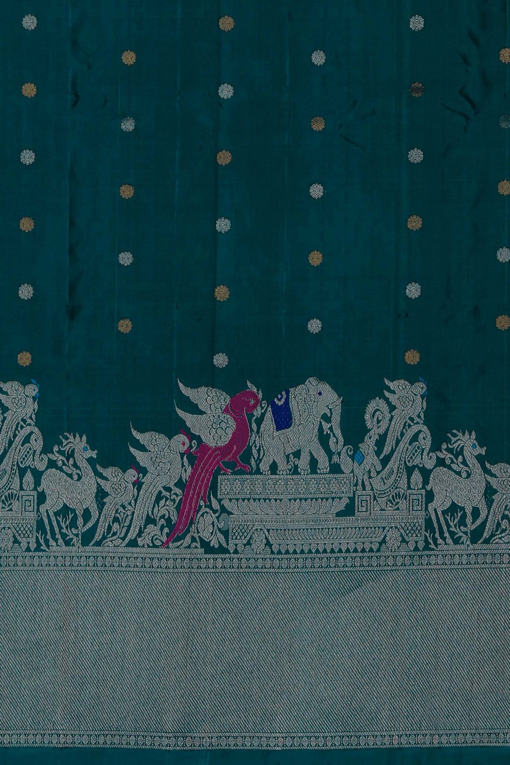 Gadwal Silk Teal Blue Saree