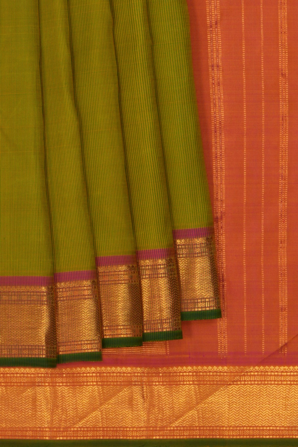 Image of Arani Silk Kattam Green Saree