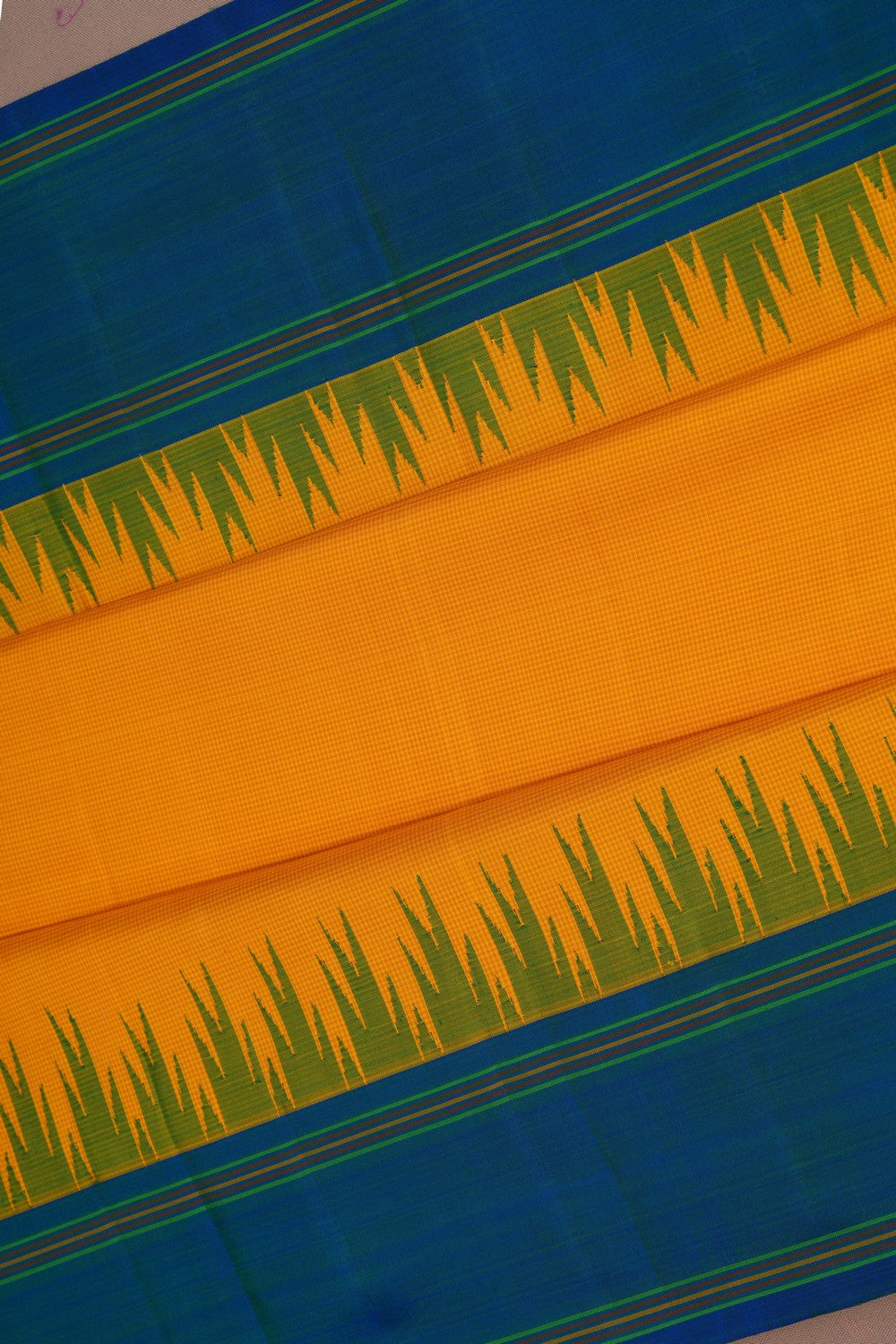 Image of Arani Silk Kattam Yellow Saree