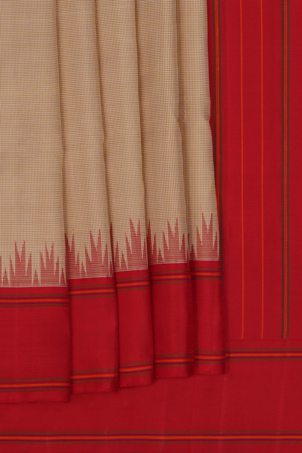 Arani Silk Kattam Beige Saree