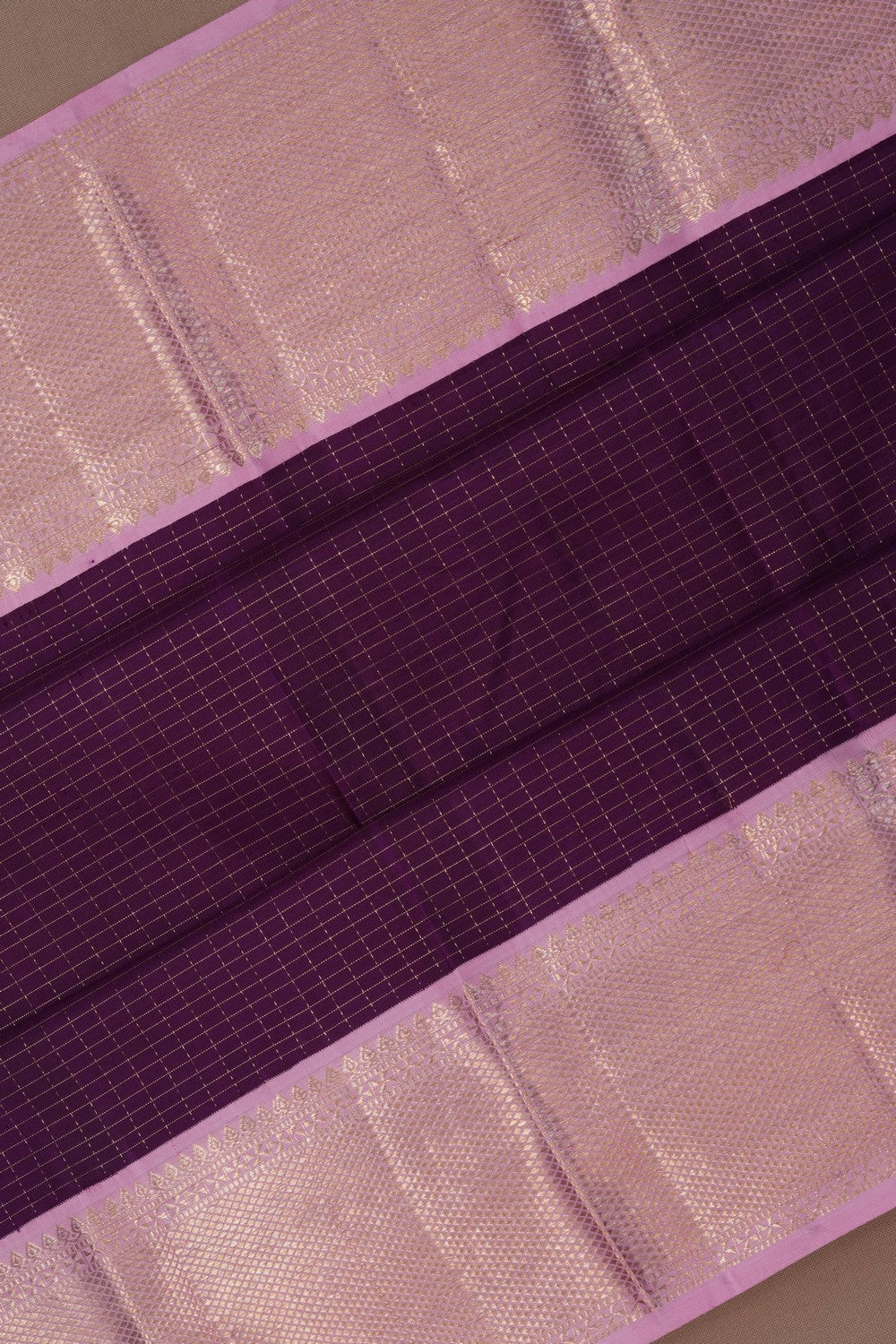 Image of Kanchipuram Silk Kattam Purple Saree