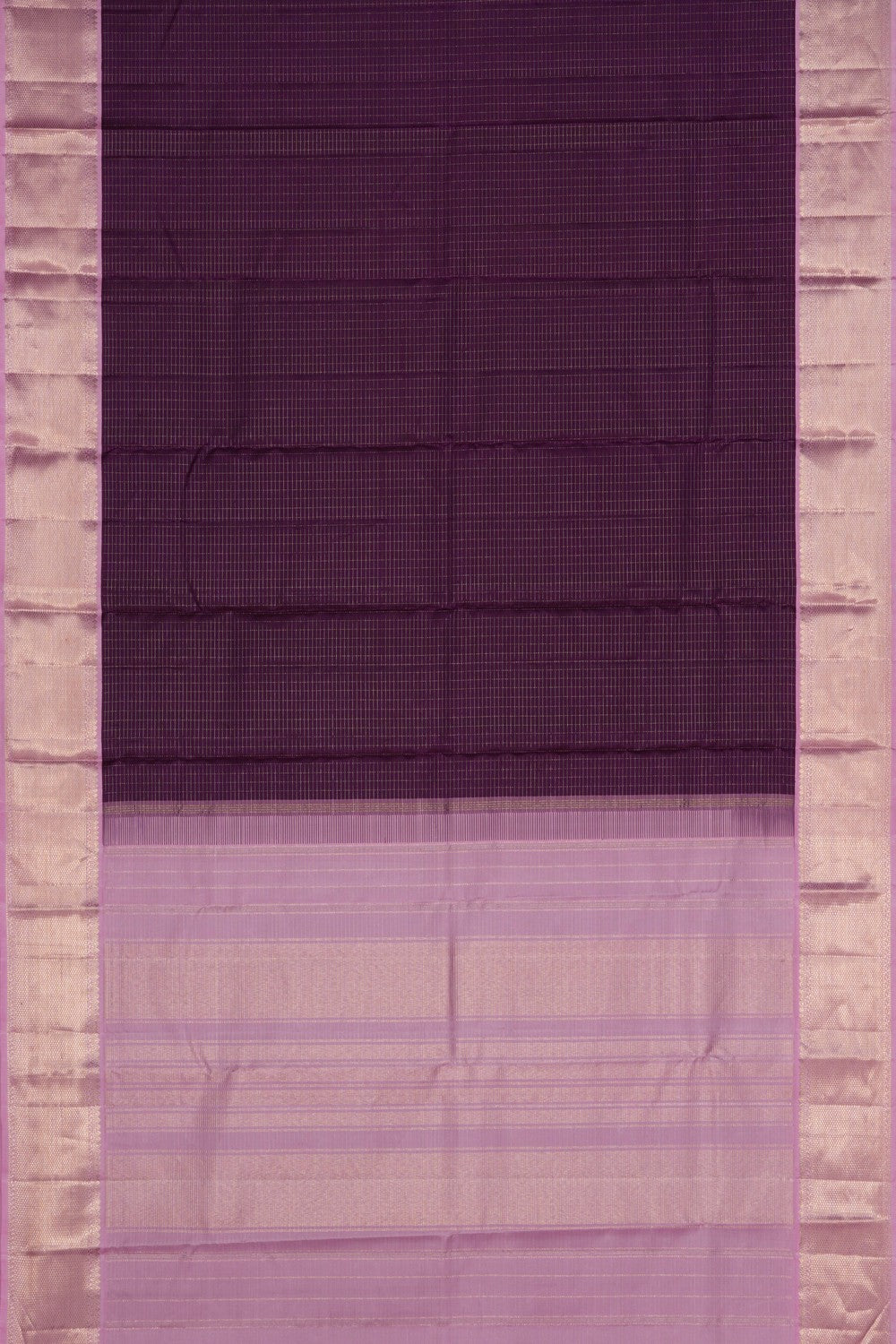 Image of Kanchipuram Silk Kattam Purple Saree