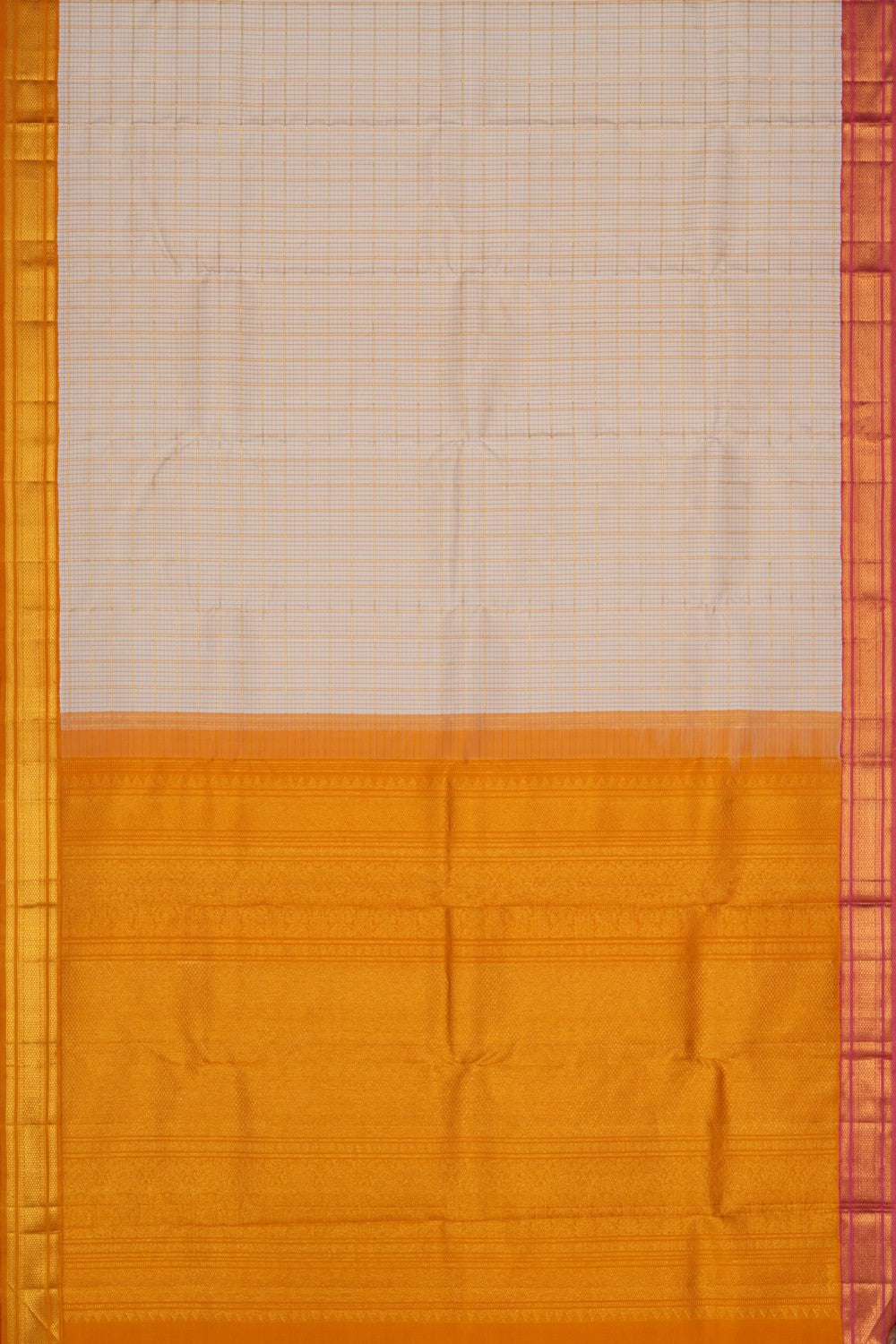 Image of Kanchipuram Silk Kattam Off-White Saree