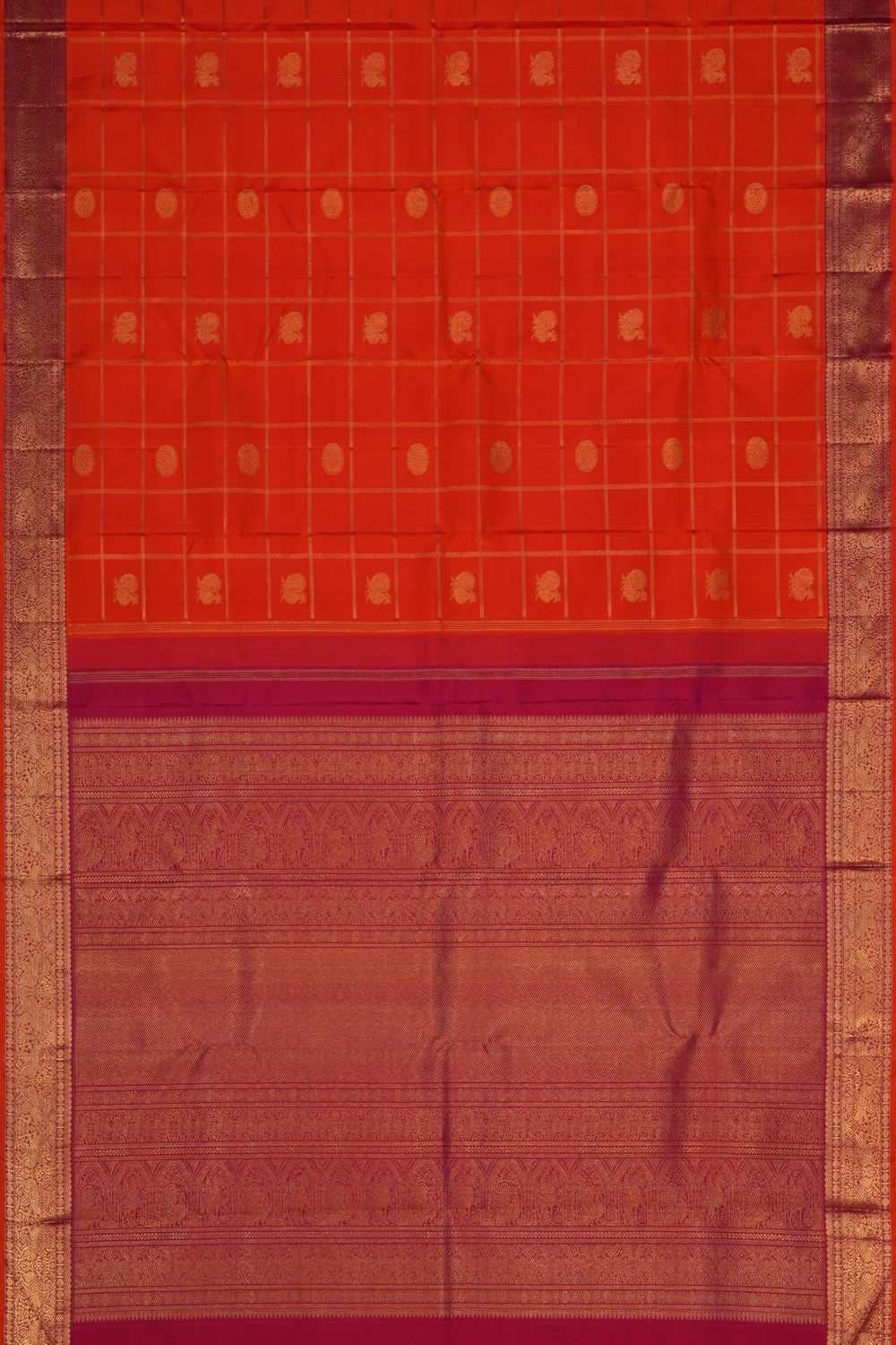 Arani Silk Kattam Orange Saree