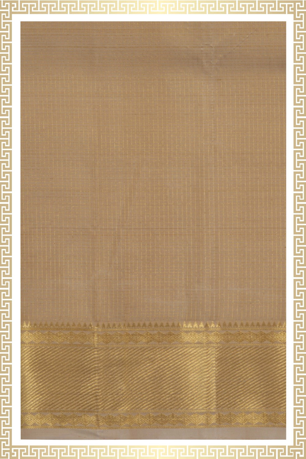 Image of Kanchipuram Silk Off-White Dhoti With Kanduva (8 X 4)