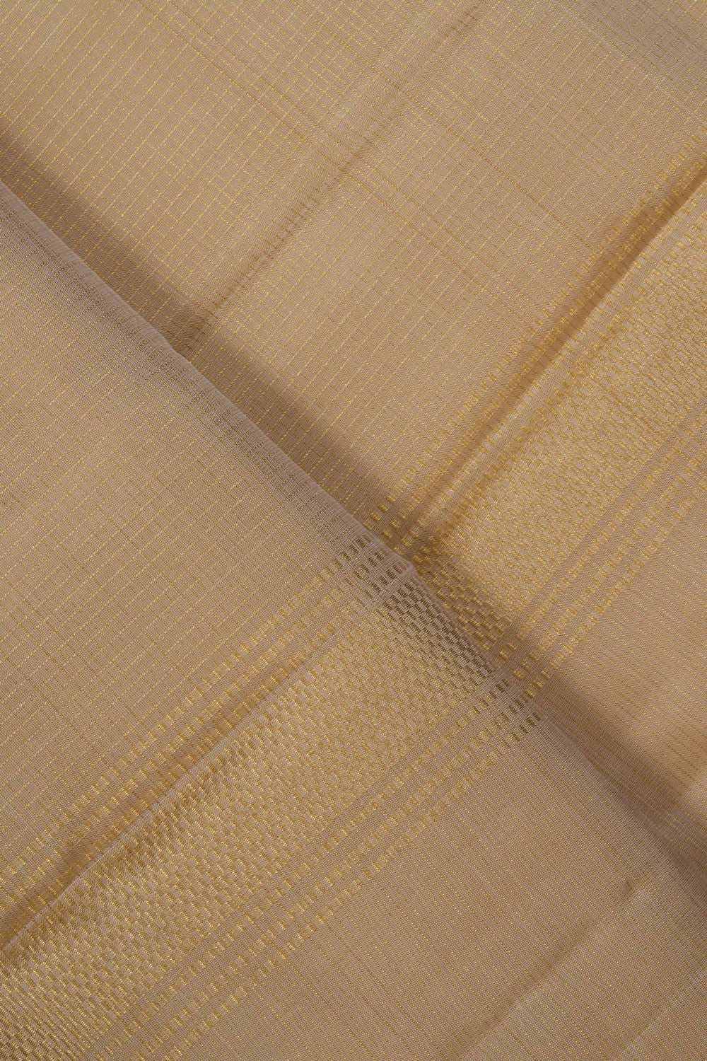 Image of Kanchipuram Silk Off-White Dhoti With Kanduva (8 X 4)