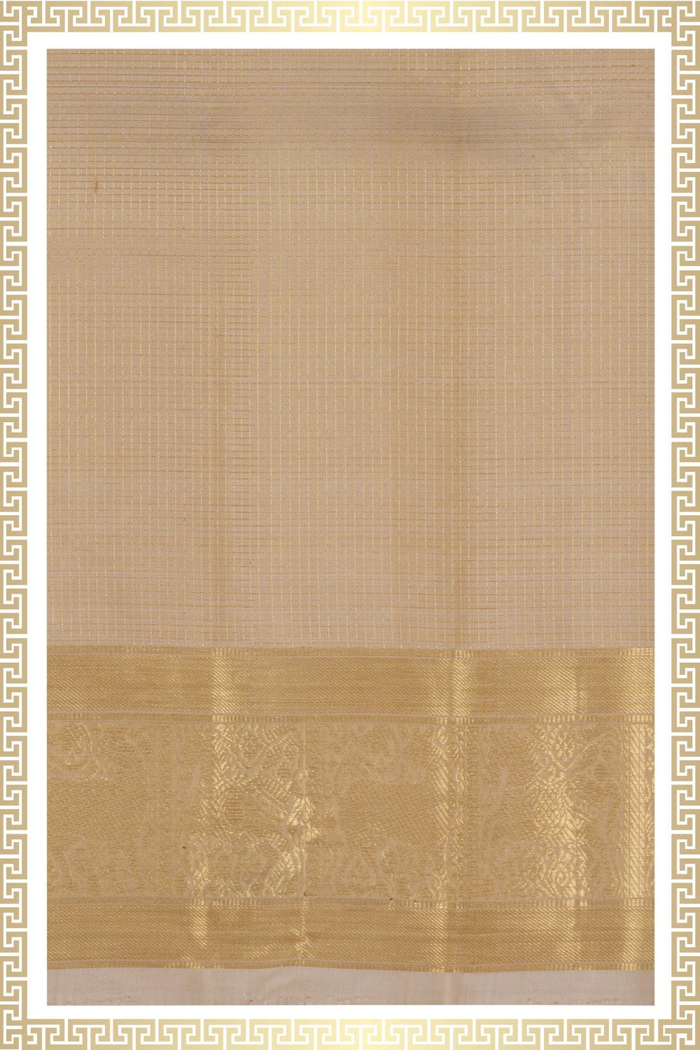 Image of Kanchipuram Silk Beige Dhoti With Kanduva (8 X 4)