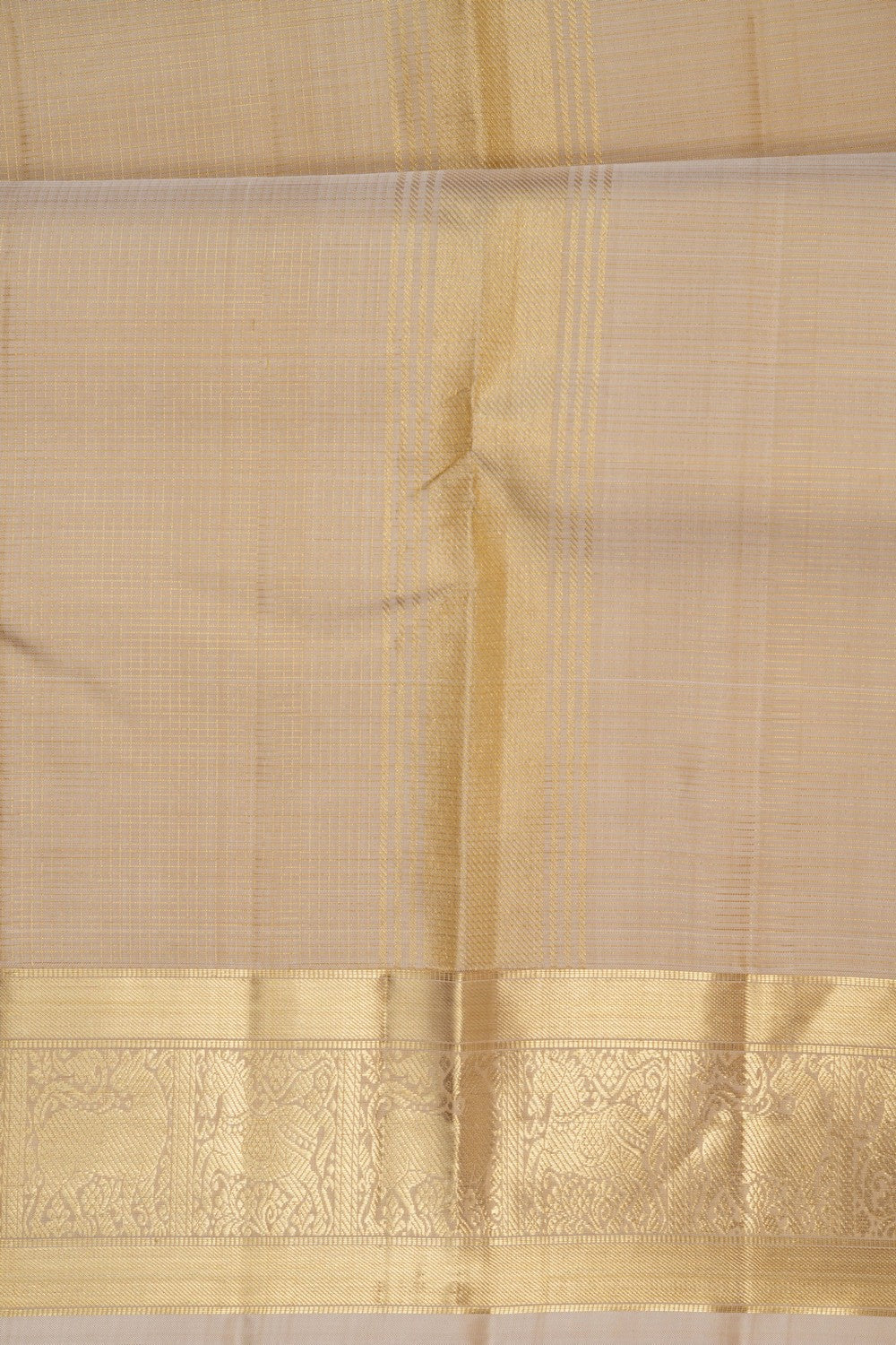 Image of Kanchipuram Silk Beige Dhoti With Kanduva (8 X 4)