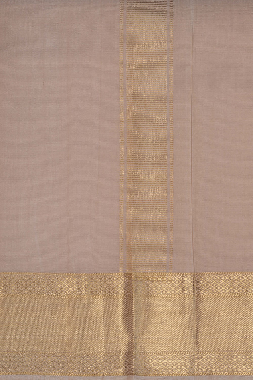 Image of Kanchipuram Silk Beige Dhoti With Kanduva (8 X 4)