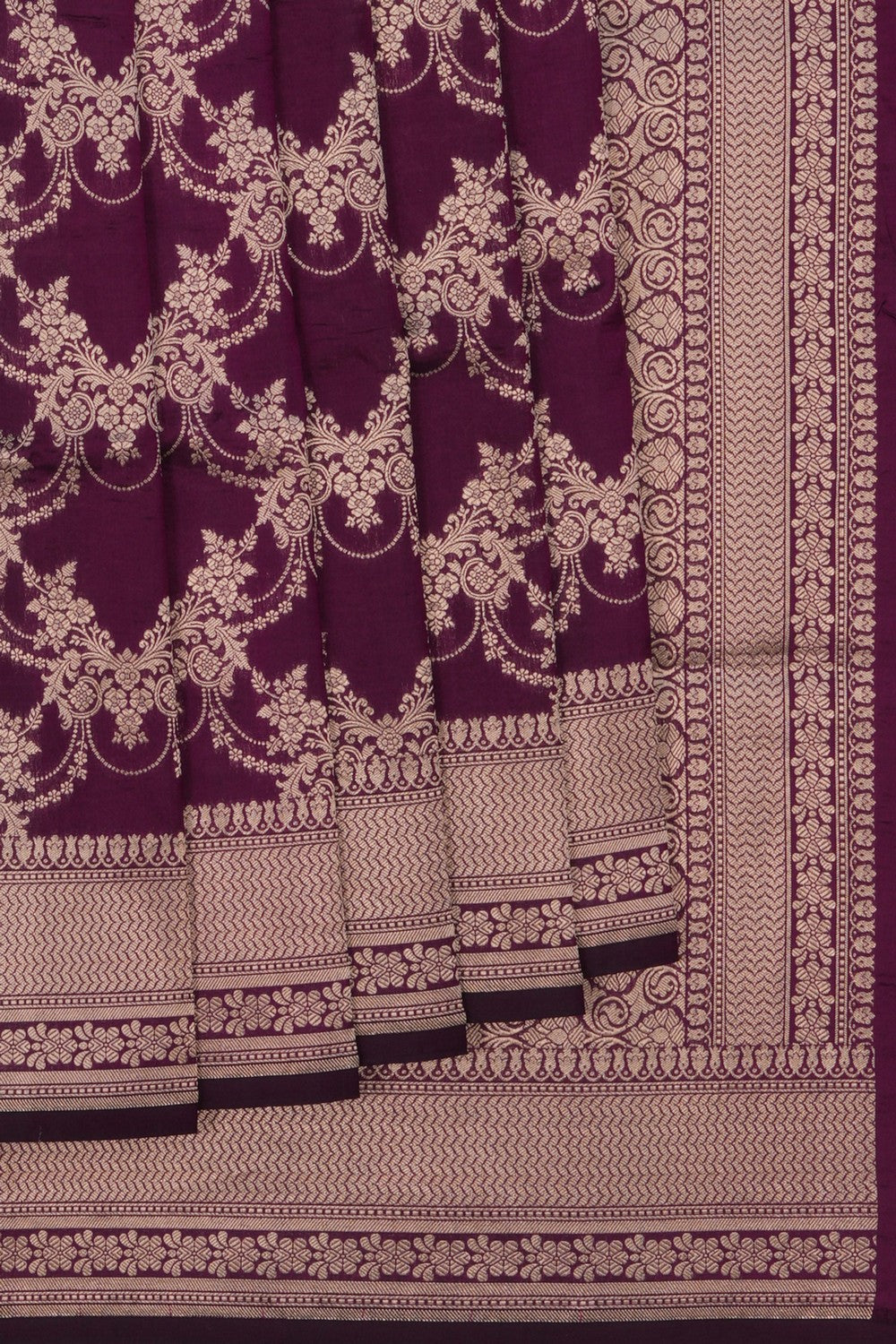 Image of Banarasi Silk Brocade Violet Saree