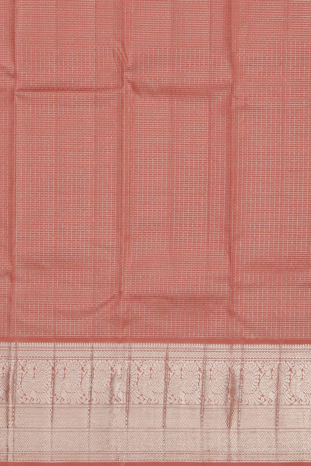 Kanchipuram Silk Kattam Orange Saree