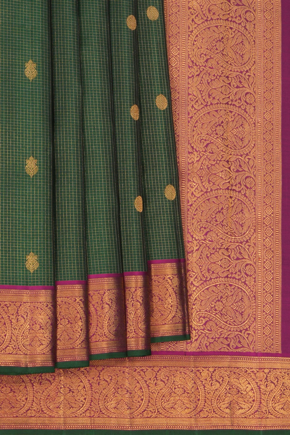 Kanchipuram Kattam Green Saree