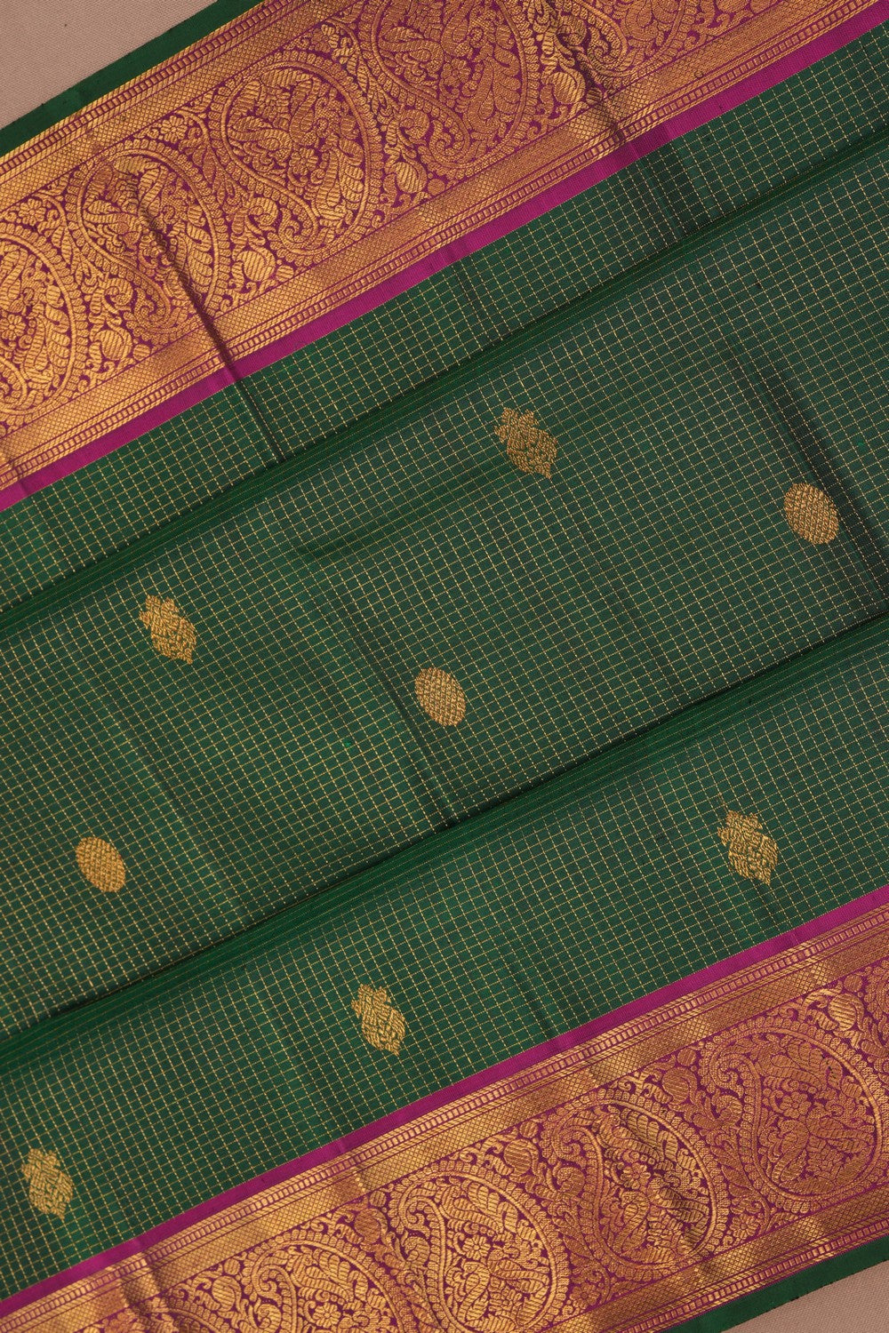 Image of Kanchipuram Kattam Green Saree