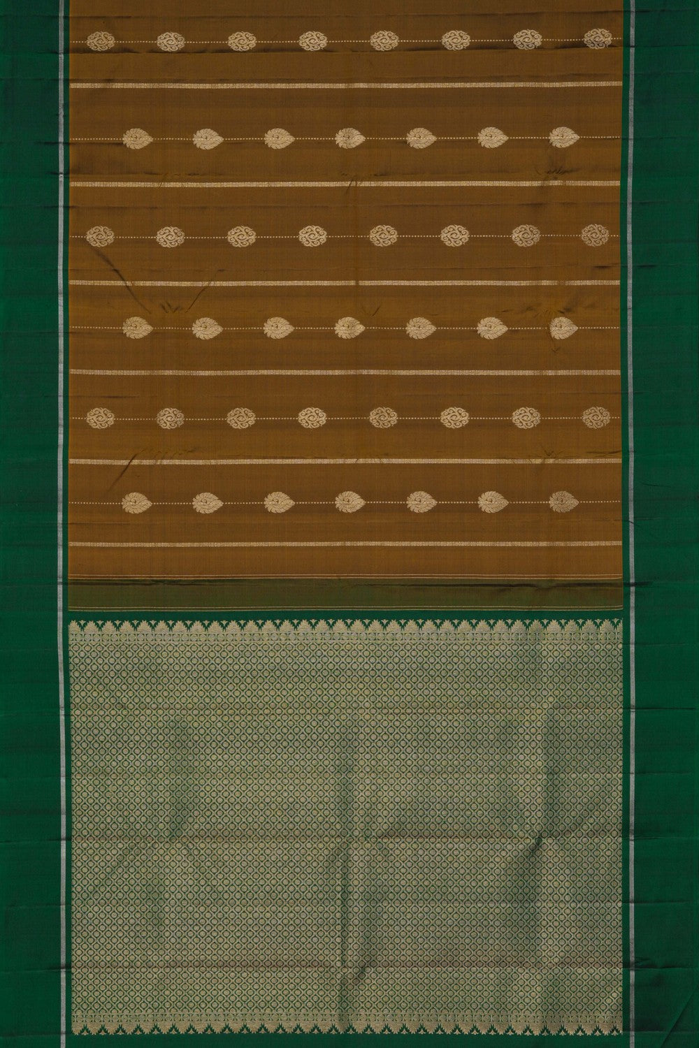 Image of Kanchipuram Moss Brown Saree