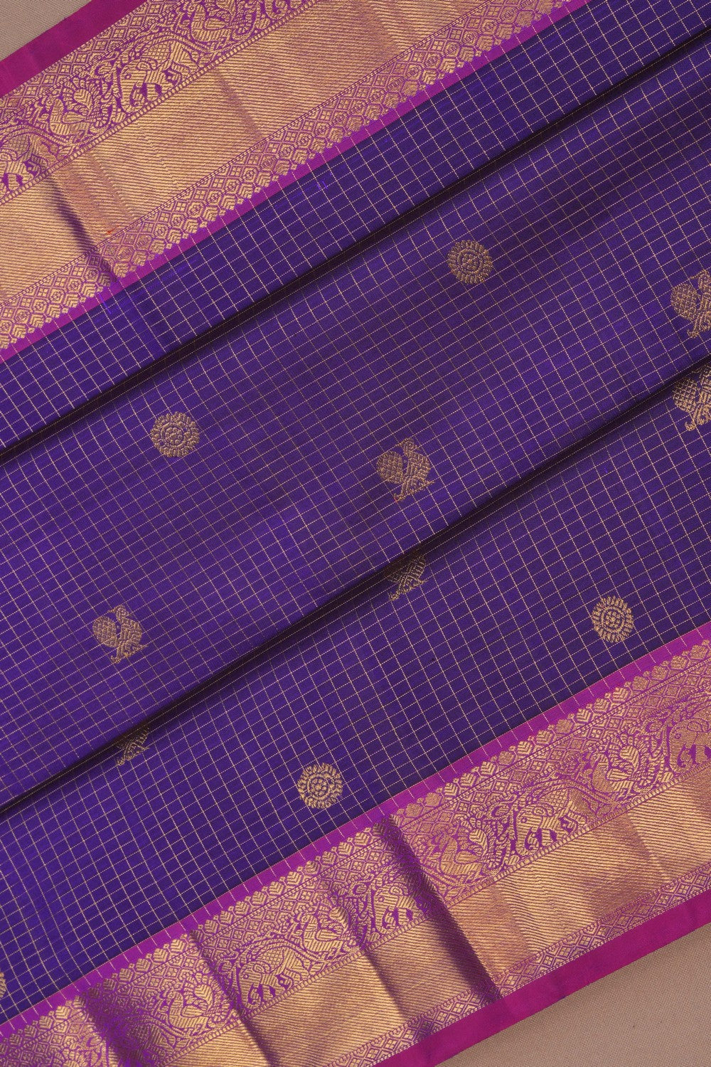 Kanchipuram Silk Kattam Purple Saree
