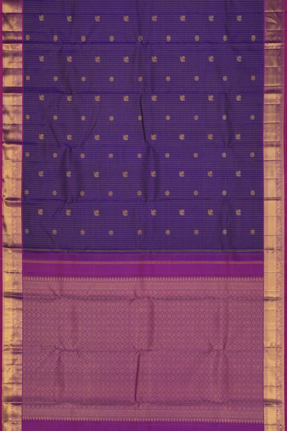 Image of Kanchipuram Silk Kattam Purple Saree