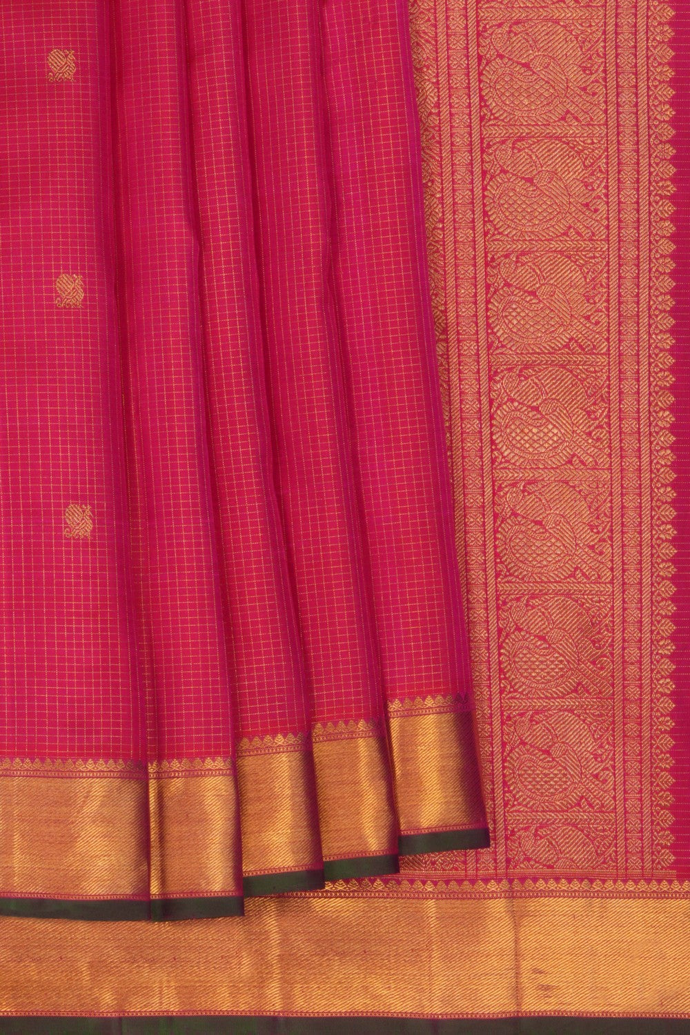 Image of Kanchipuram Silk Kattam Pink Saree