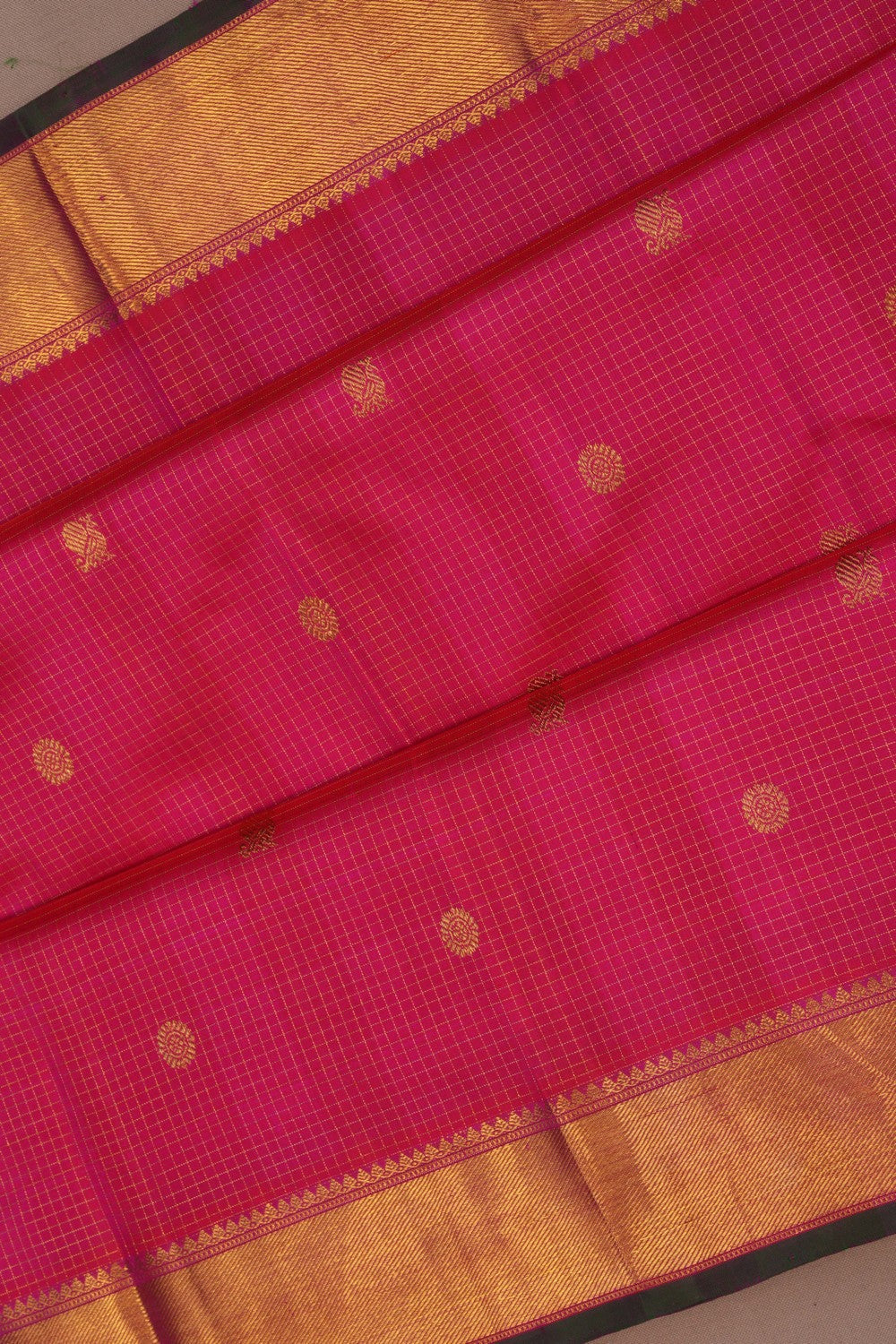 Kanchipuram Silk Kattam Pink Saree