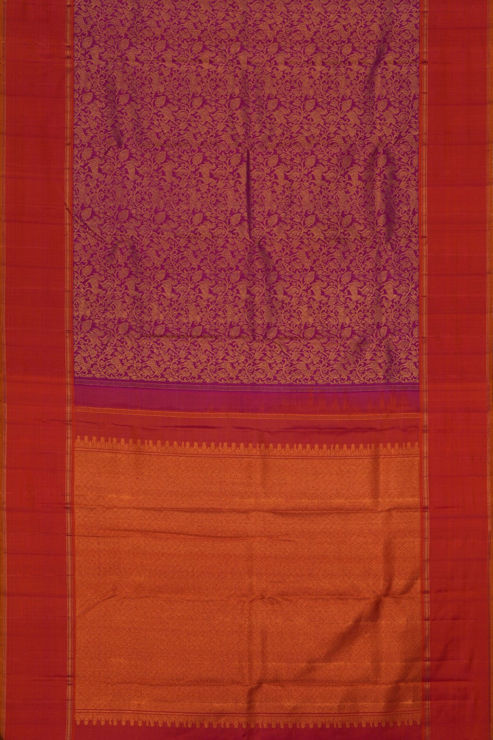 Image of Kanchipuram Silk Brocade Magenta Pink Saree