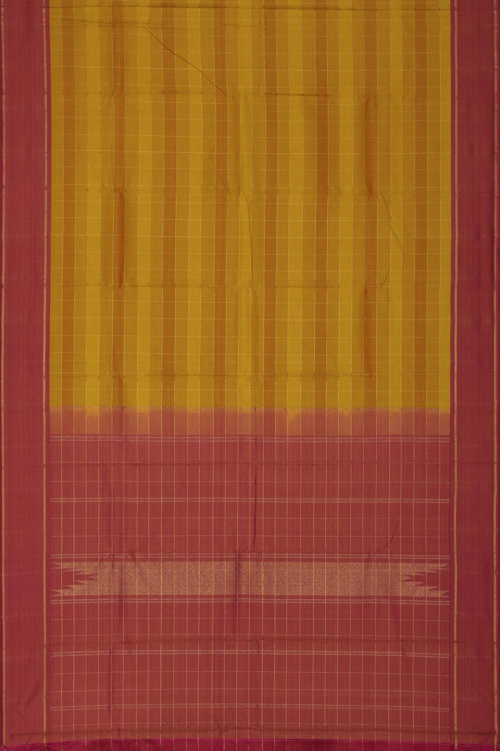Image of Arani Silk Kattam Yellow Saree