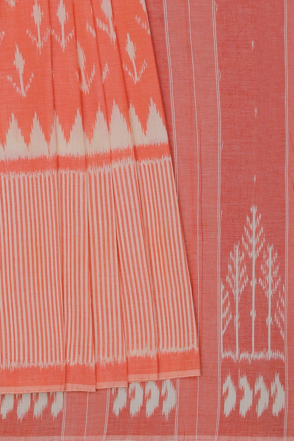 Image of Pochampally Ikat Peach Saree