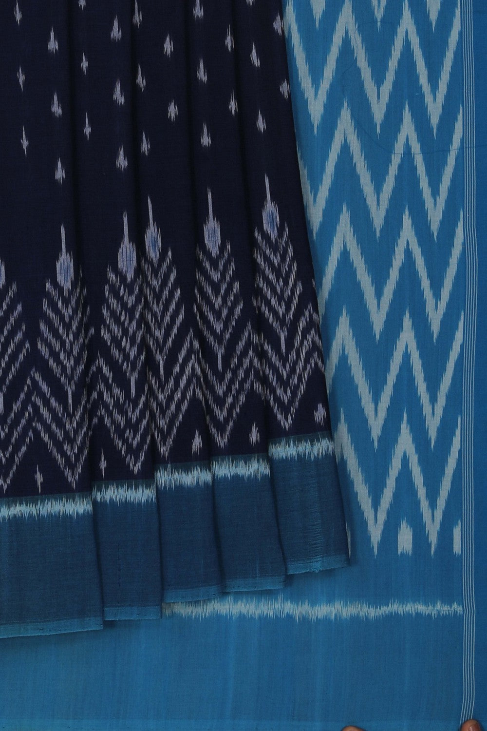 Image of Pochampally Ikat Navy Blue Saree